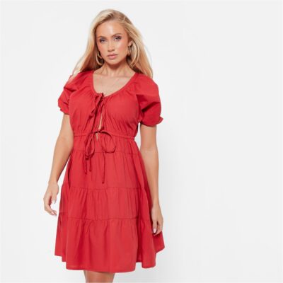 I Saw It First Tie Front Poplin Smock Dress