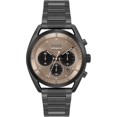 Boss Mens BOSS Top Chronograph Black IP Bracelet Watch